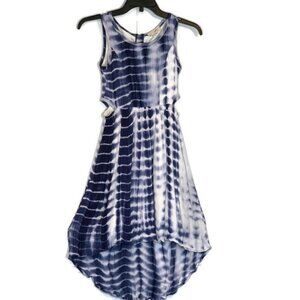 Truly Me Kids’ Tie Dye High-Low Tank Dress in Blue Multi